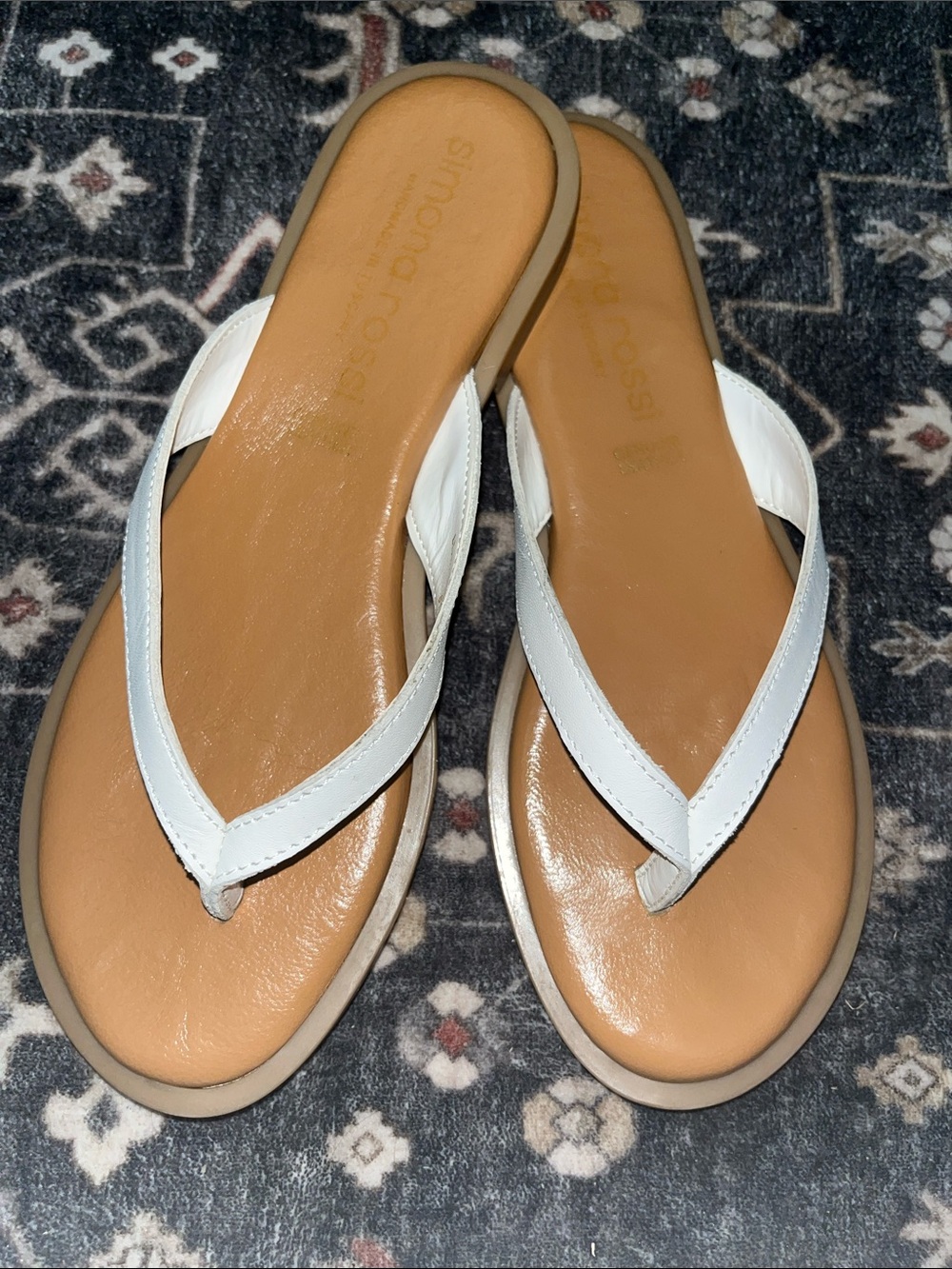 White Leather Thong Sandals